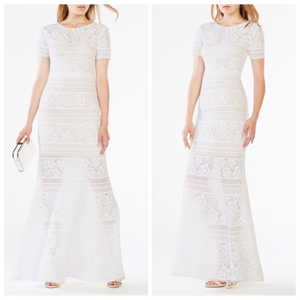 NEW w/ tags BCBG white floral lace dress. Sz. 6